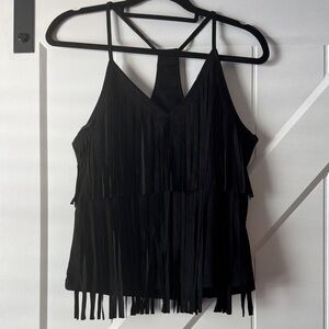 Black Fringe Women Top